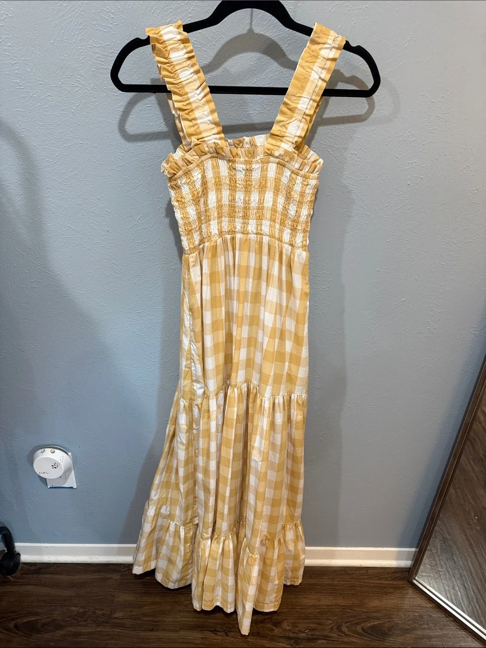 Yellow Gingham Ruffle Strap Maxi Dress Abercrombie